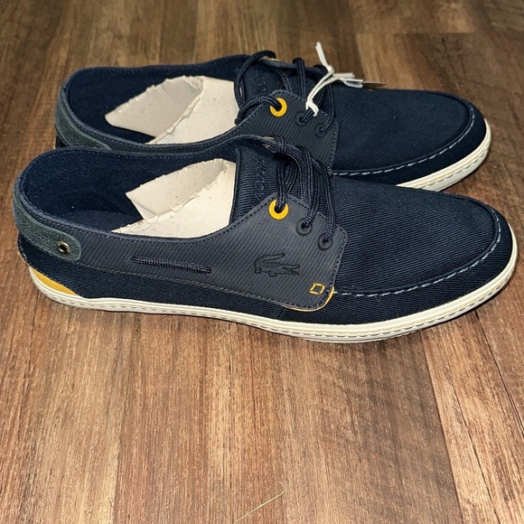 LACOSTE Sumac LT Spirit Canvas & Leather Boat Shoes size 10.5 NWT - Picture 1 of 4